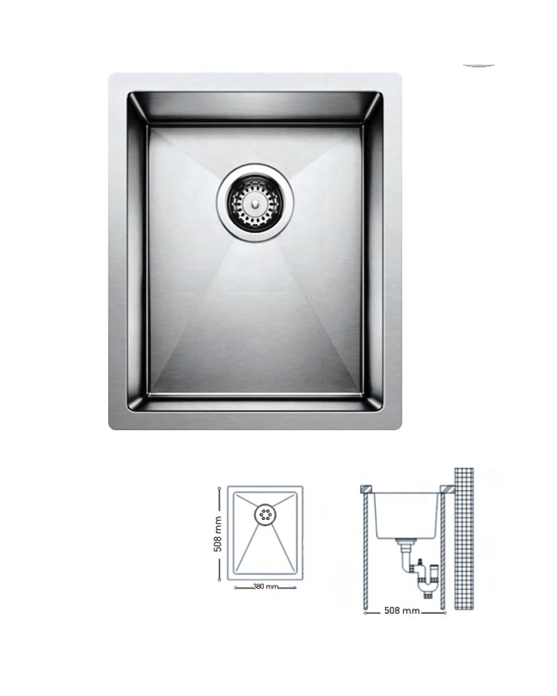 H004 HANDMADE SERIES SINGLE BOWL KITCHEN SINK 508x380mm
