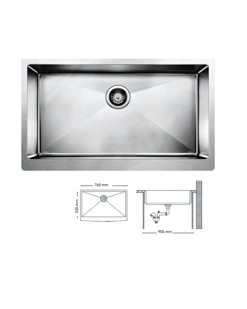 H007 HANDMADE SERIES SINGLE BOWL KITCHEN SINK 530x760mm
