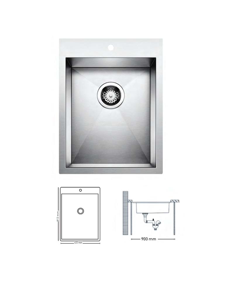 H012 HANDMADE SERIES SINGLE BOWL KITCHEN SINK 813x433mm